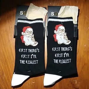 2 pr SockArt Santa Ankle Socks 5-11 nwt